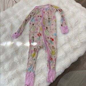 Little Sleepies Princess Print Footie Pajama - Pink and Yellow